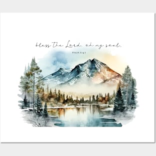 Bless the Lord, O My soul, Watercolor Psalm 104:1 Posters and Art